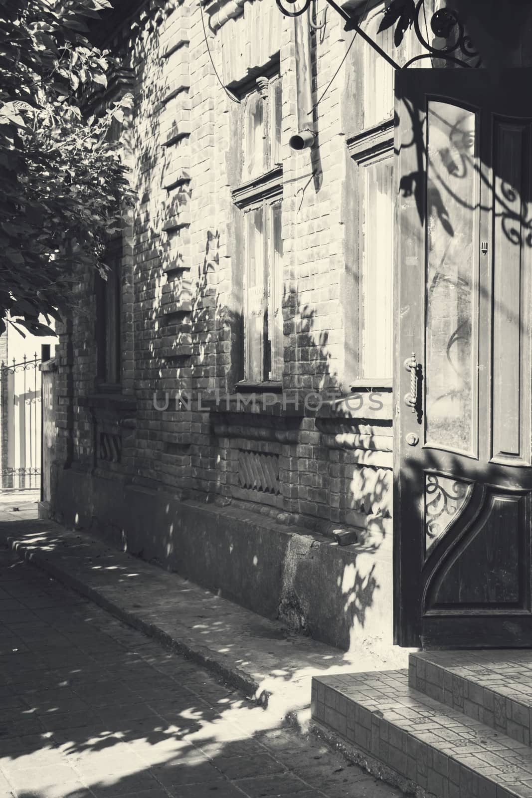 street on sidewalk in Belgorod-Dnestrovsky in Ukraine