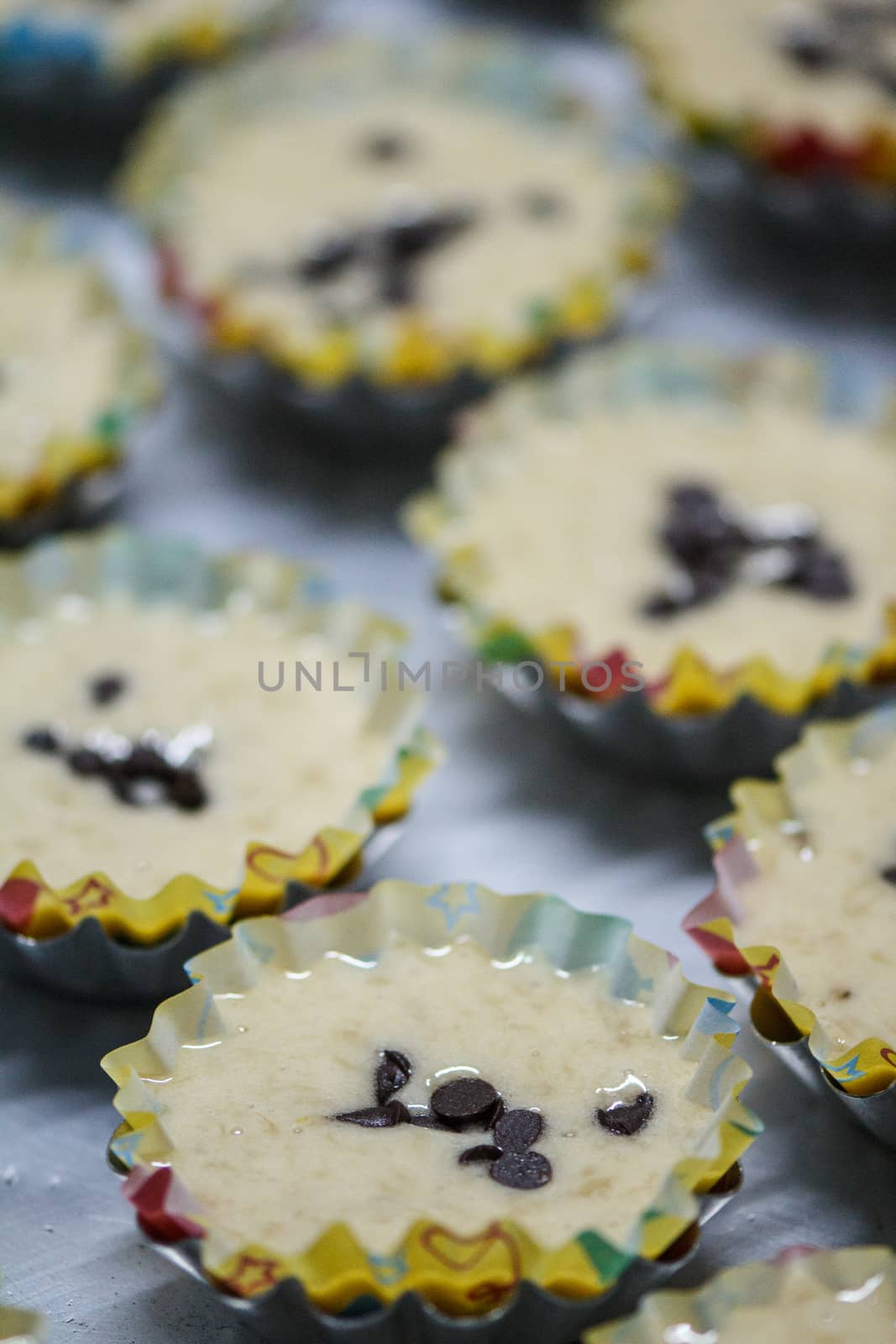 Pastry Muffins Before Baked in oven by letoakin