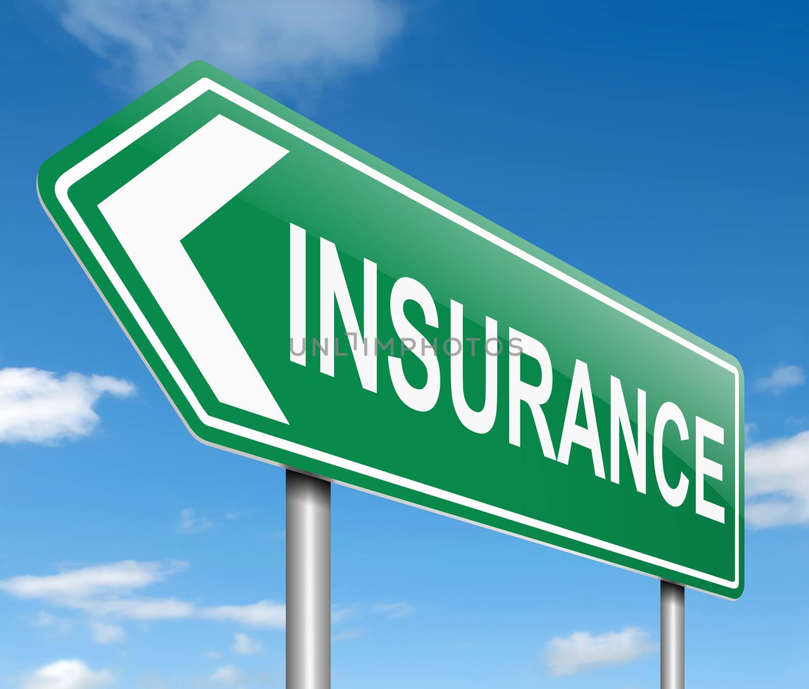 Illustration depicting a sign with an insurance concept.