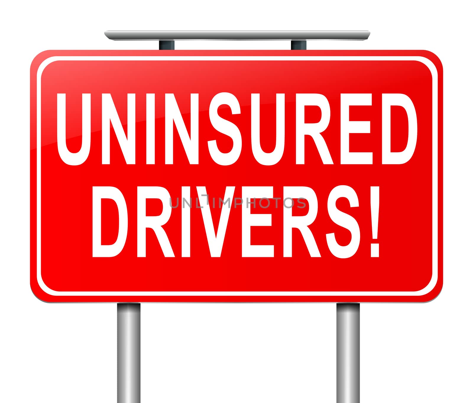 Illustration depicting a sign with an uninsured drivers concept.