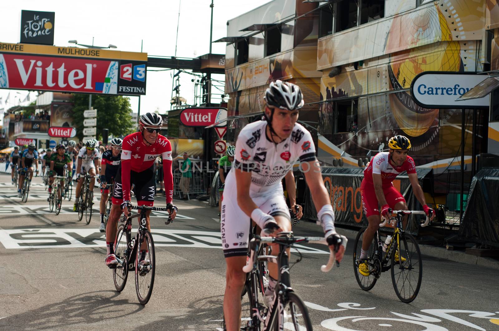 MULHOUSE - FRANCE - 13 th July 2014 - tour de France - arrival cyclists by NeydtStock