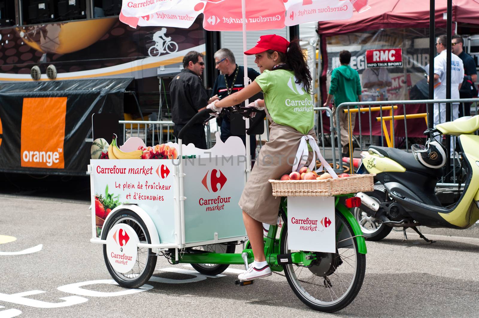 MULHOUSE - FRANCE - 13 th July 2014 - tour de France - carrefour market advertising