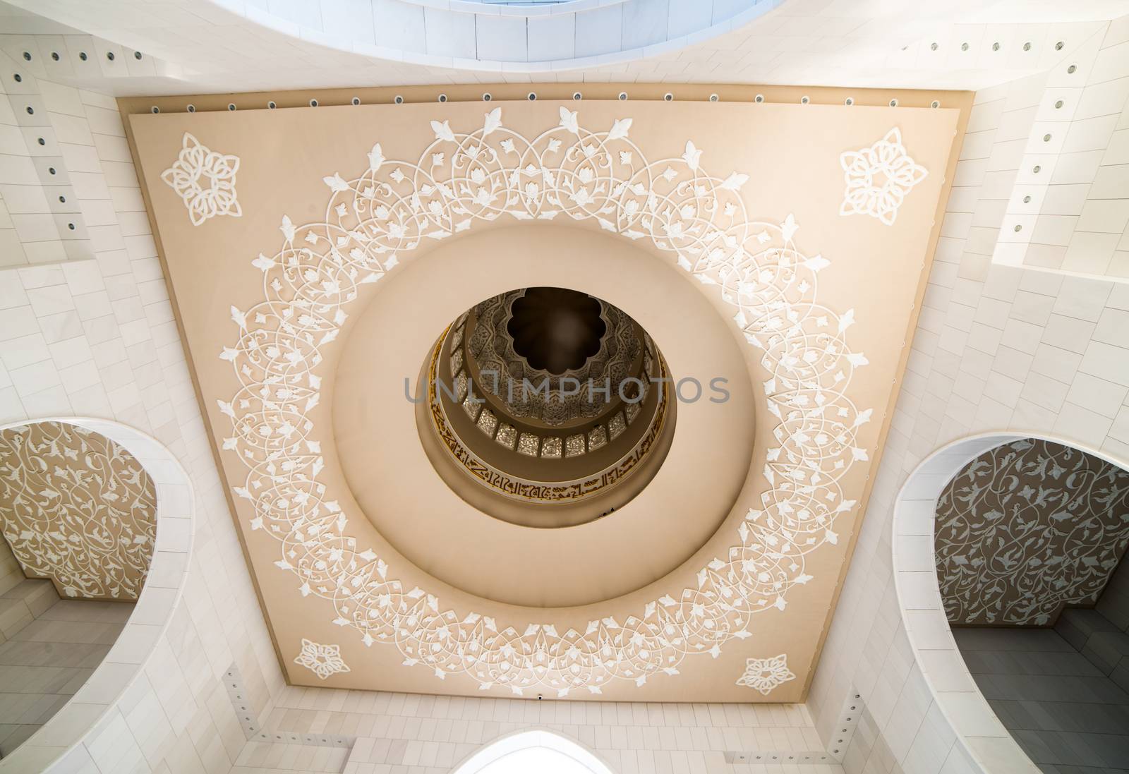 ABU DHABI - JUNE 5: The decor in the mosque on June 5, 2013 in Abu Dhabi. Sheikh Zayed Mosque is named after Sheikh Zayed bin Sultan Al Nahyan.