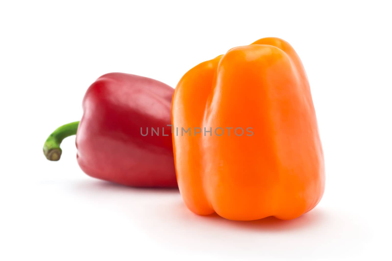 Two juicy peppers on a white background