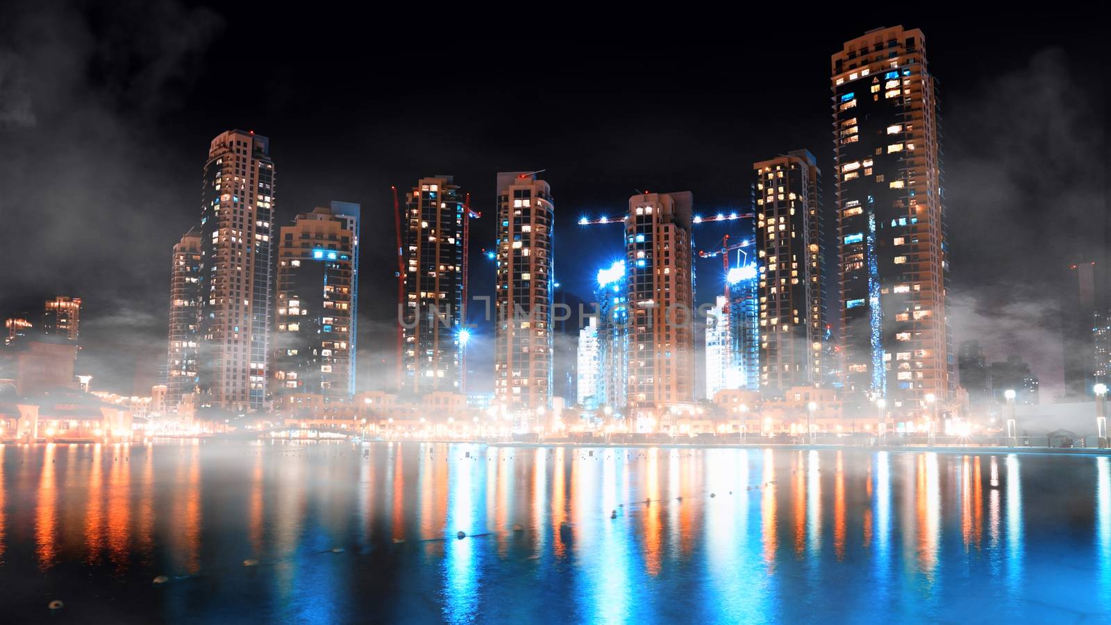 Dubai downtown night scene by GekaSkr