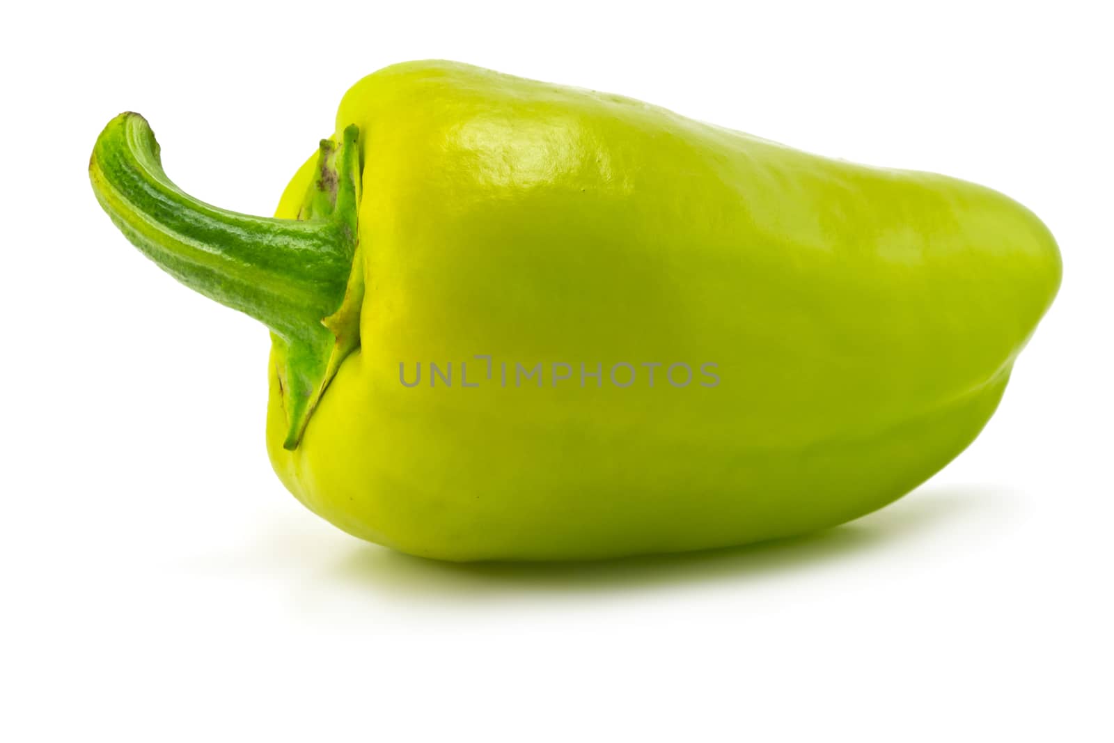 one green sweet pepper on white background