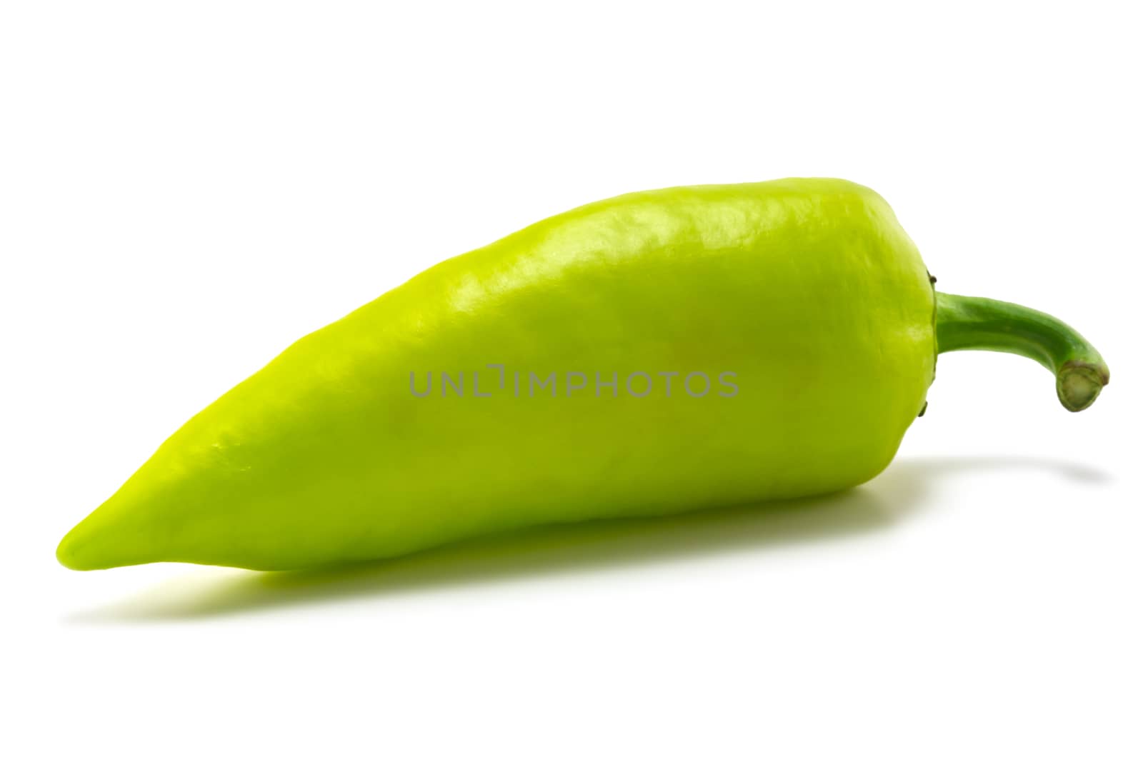 one green sweet pepper on white background