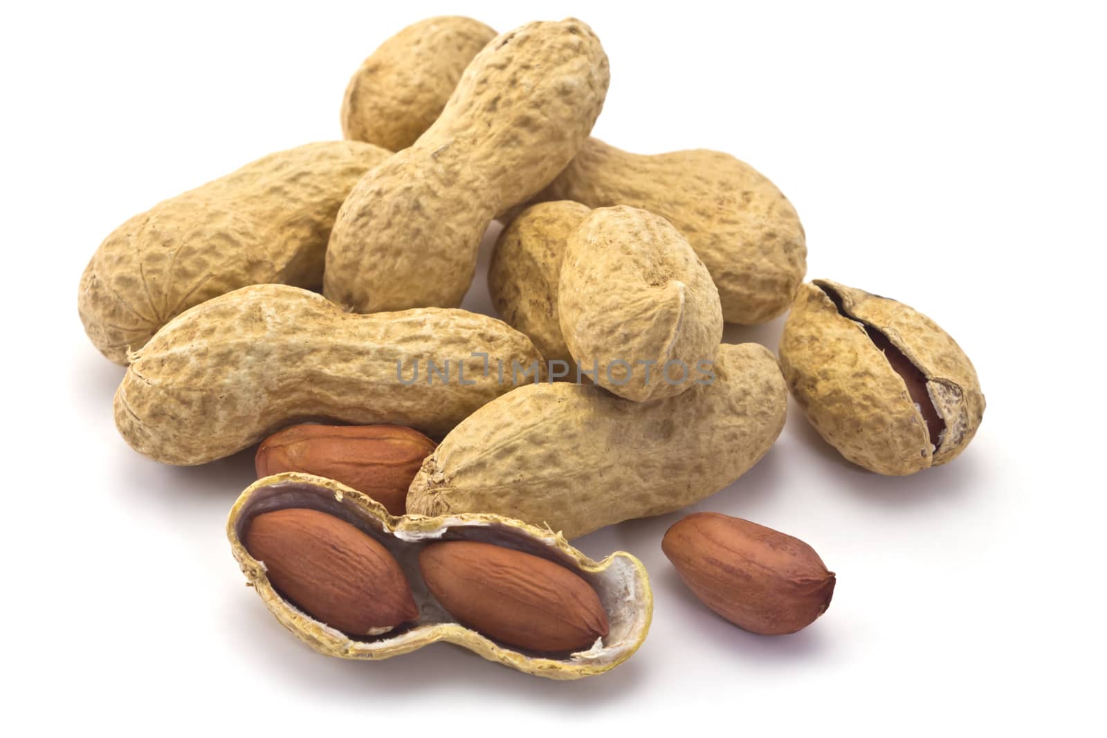 peanuts in the shell on a white background