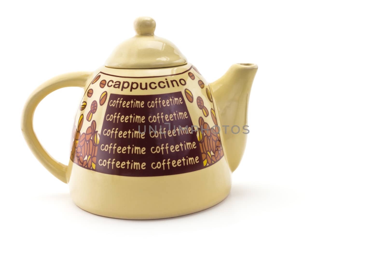 One ceramic coffee pot on a white background