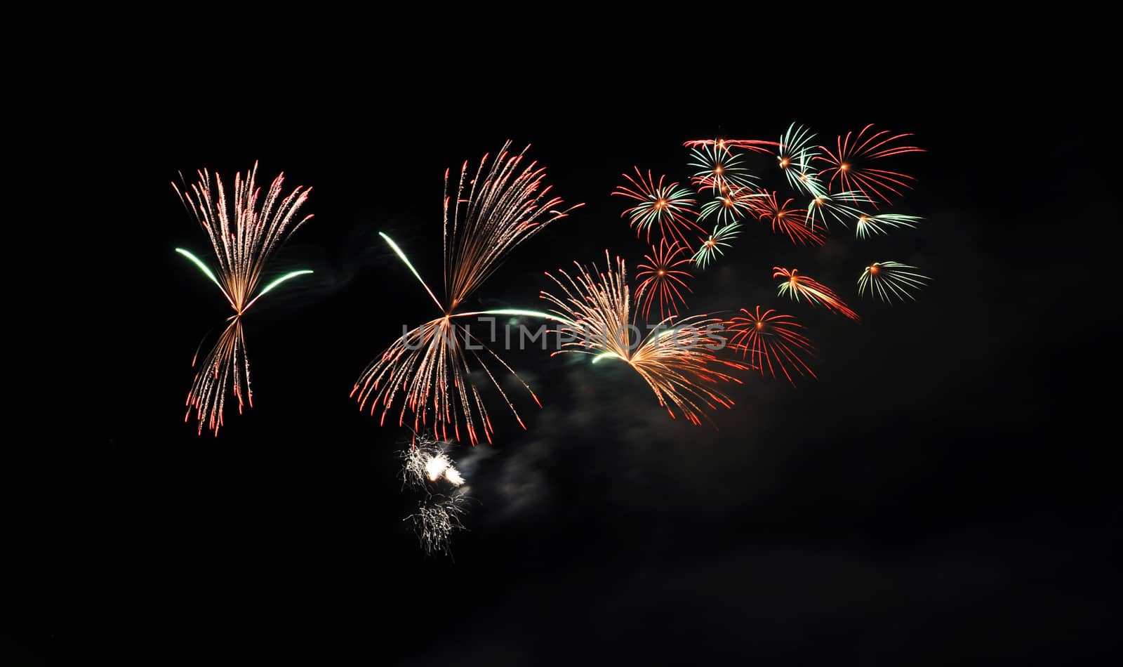 Colorful fireworks in the night sky 