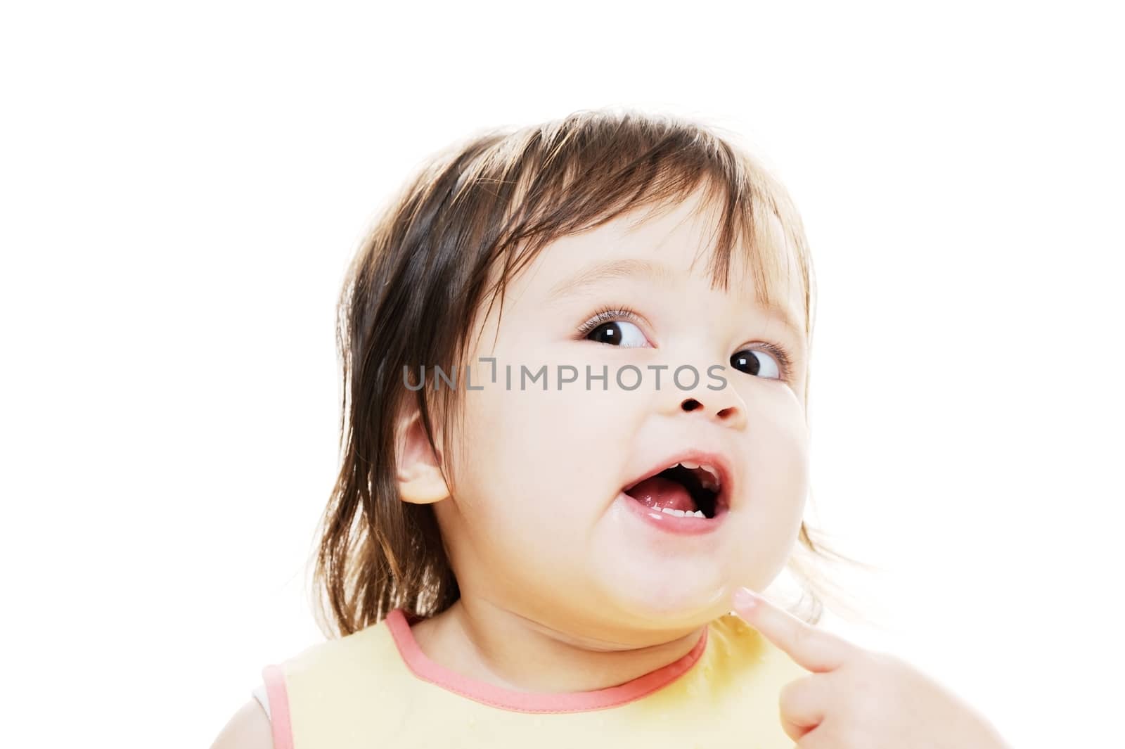 Young cute girl looking happy and posing