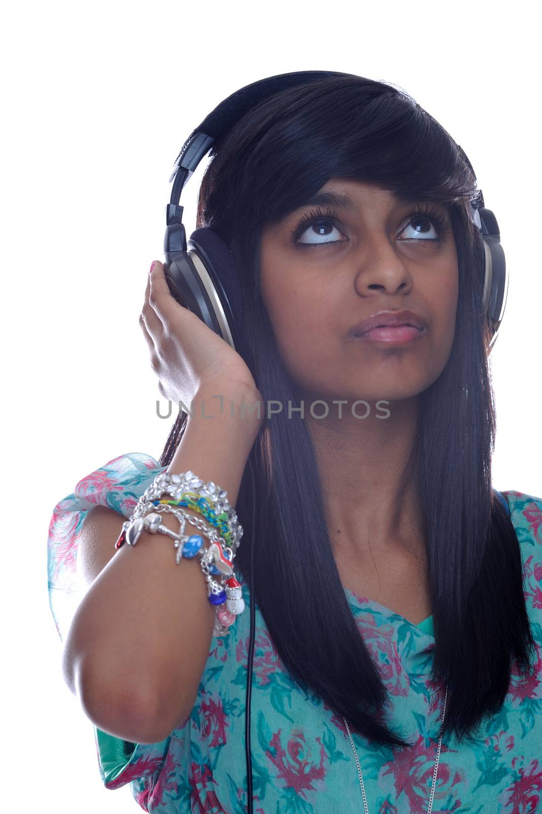 Teen girl from India with headphones