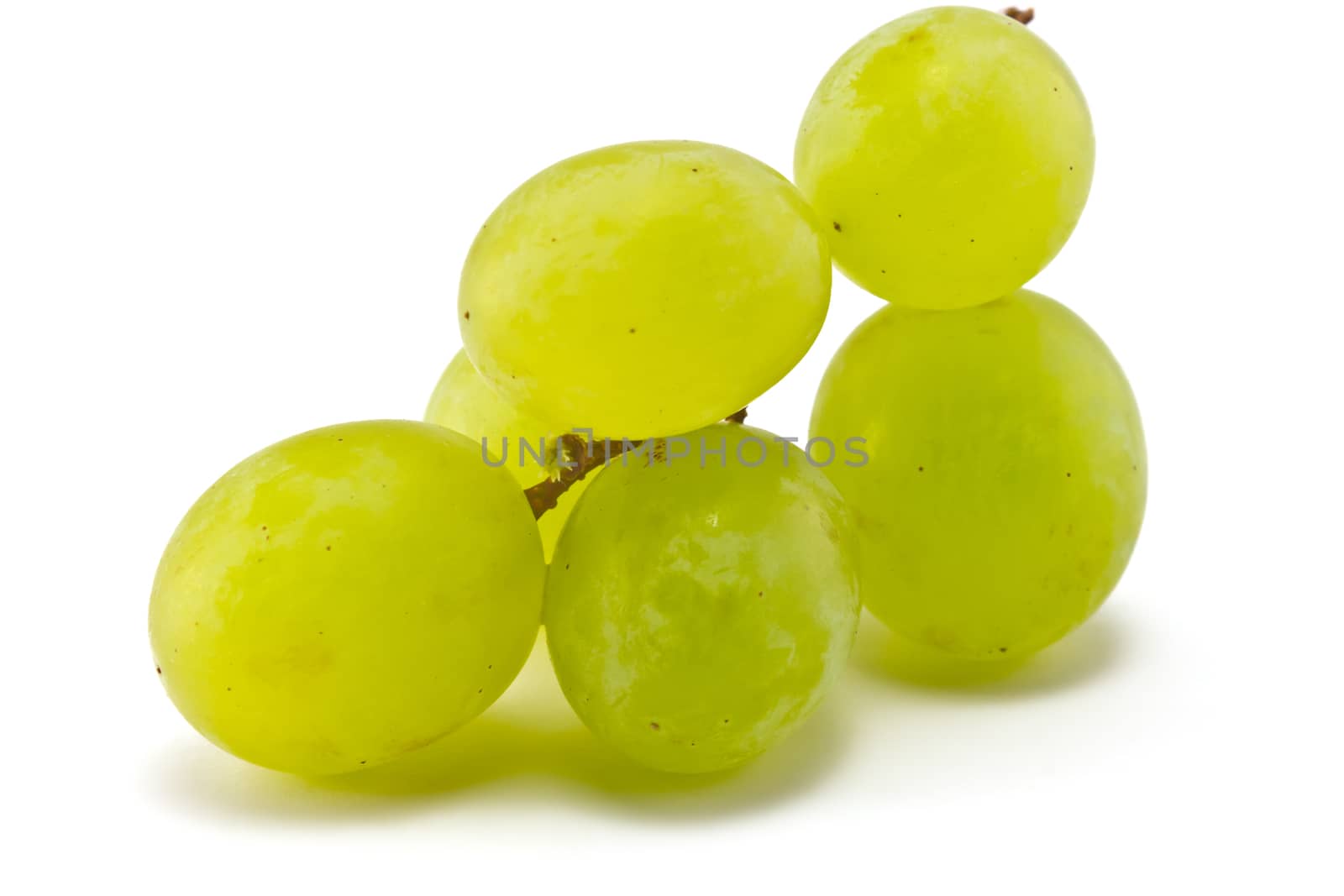 Brush juicy ripe grapes on a white background