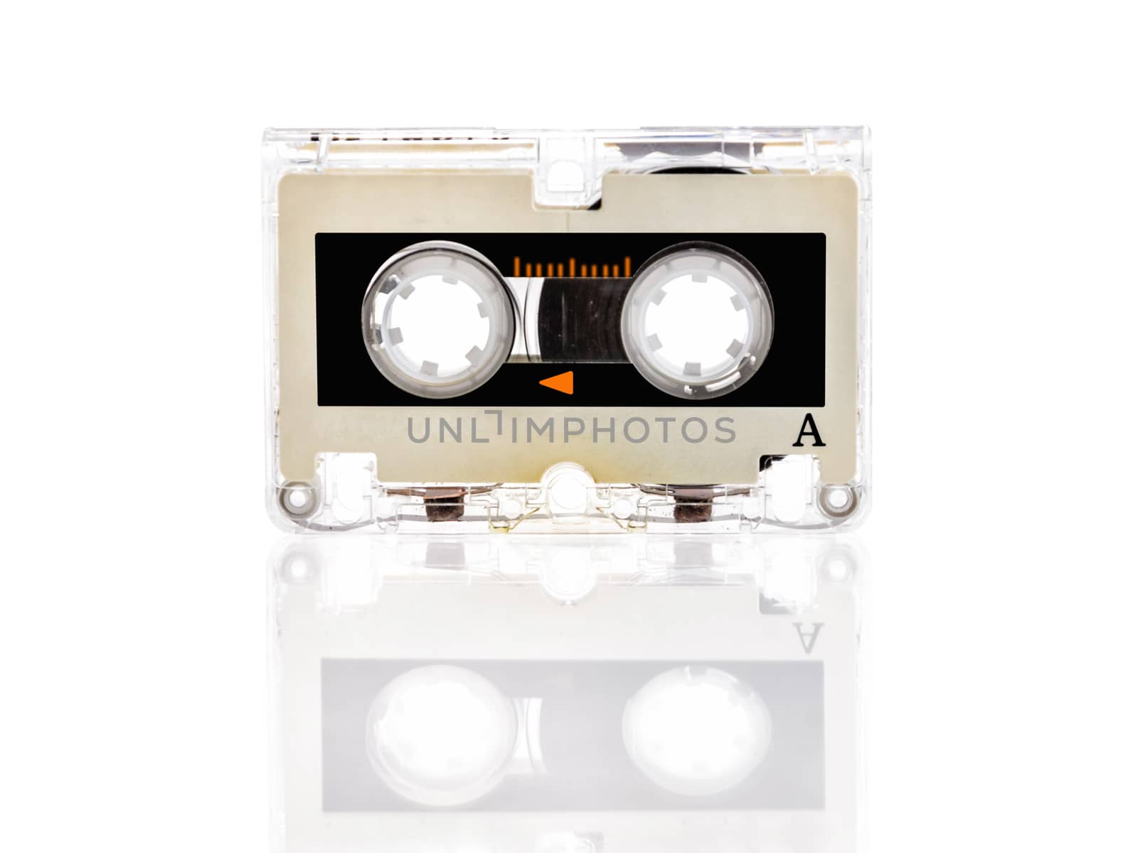 Mini cassette tape isolated on white background 