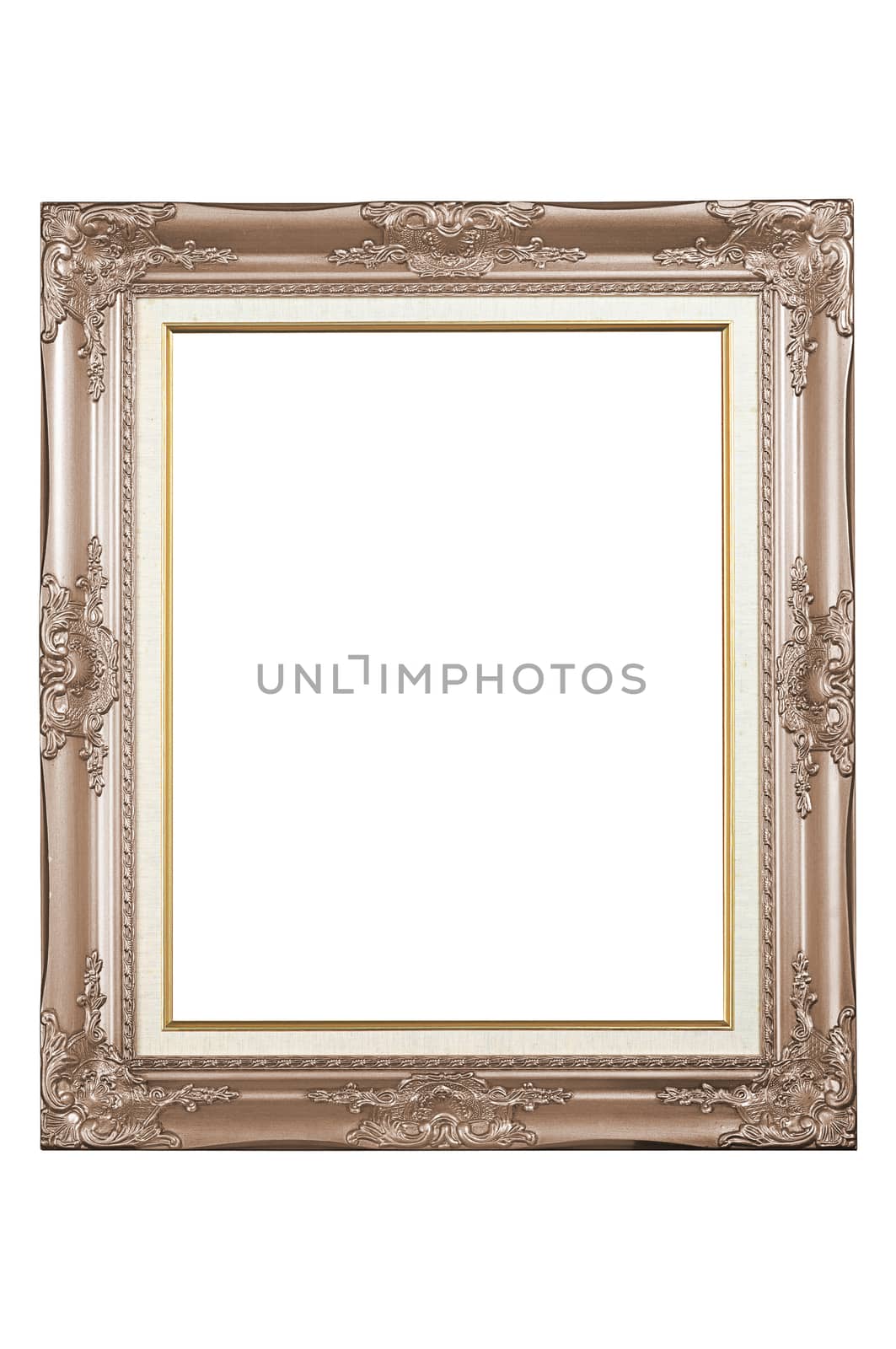 Antique wooden frame isolated on white background 