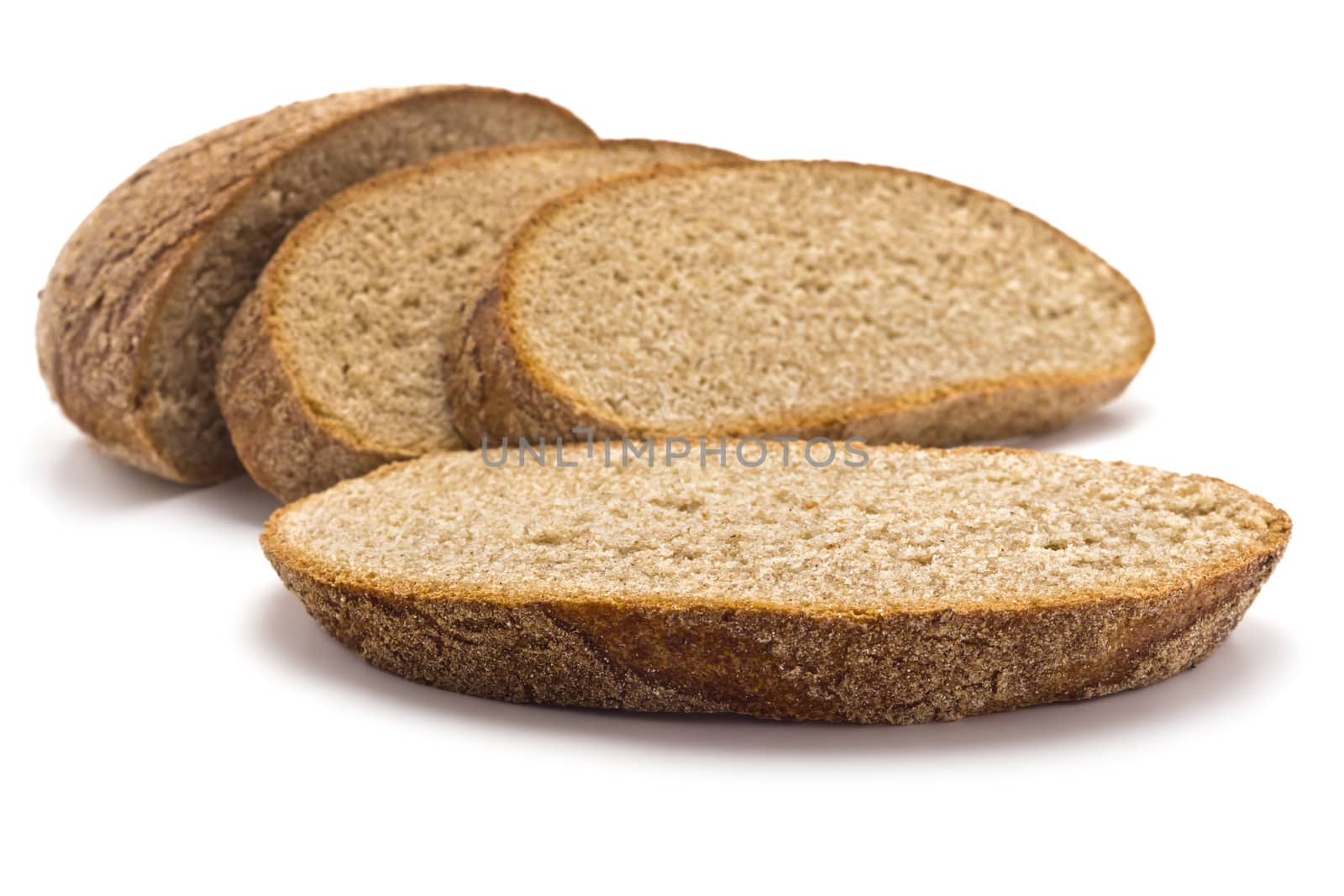 delicious chunks of fresh bread on a white background