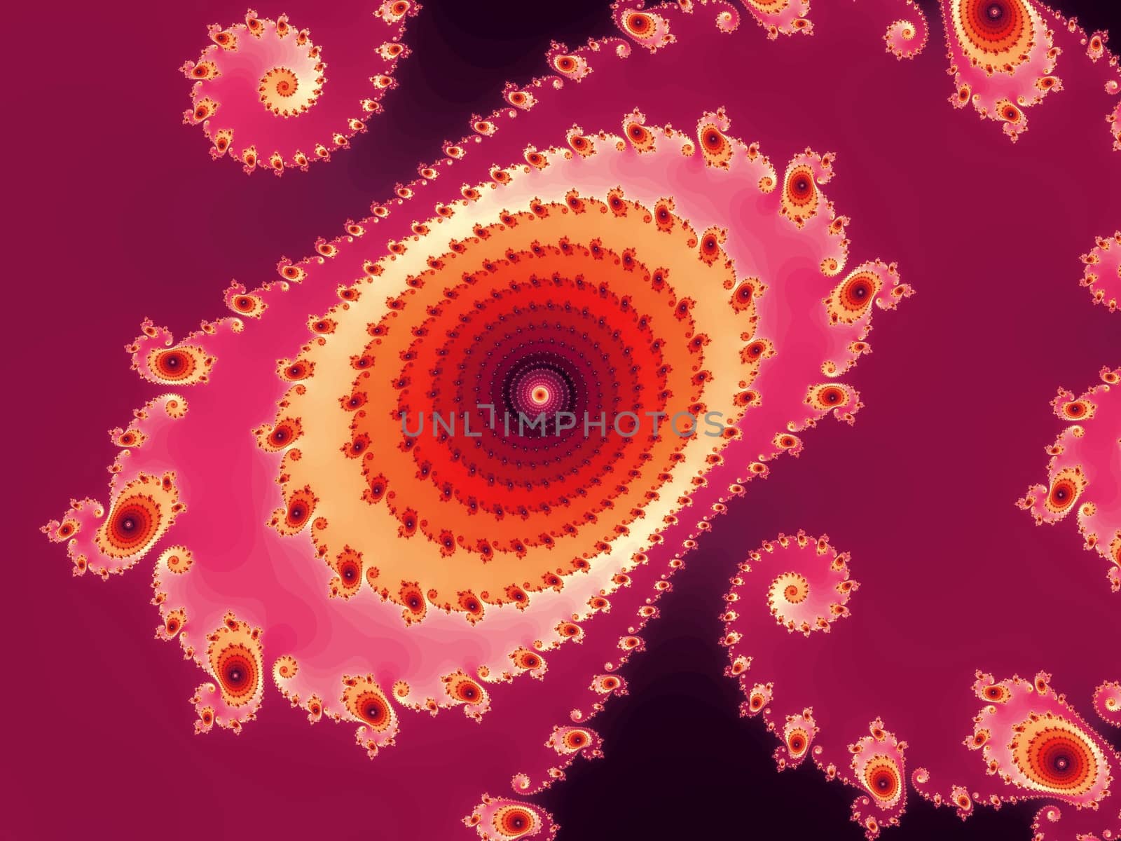 Digital computer graphic - rendering. Patterned fractal spiral for design.