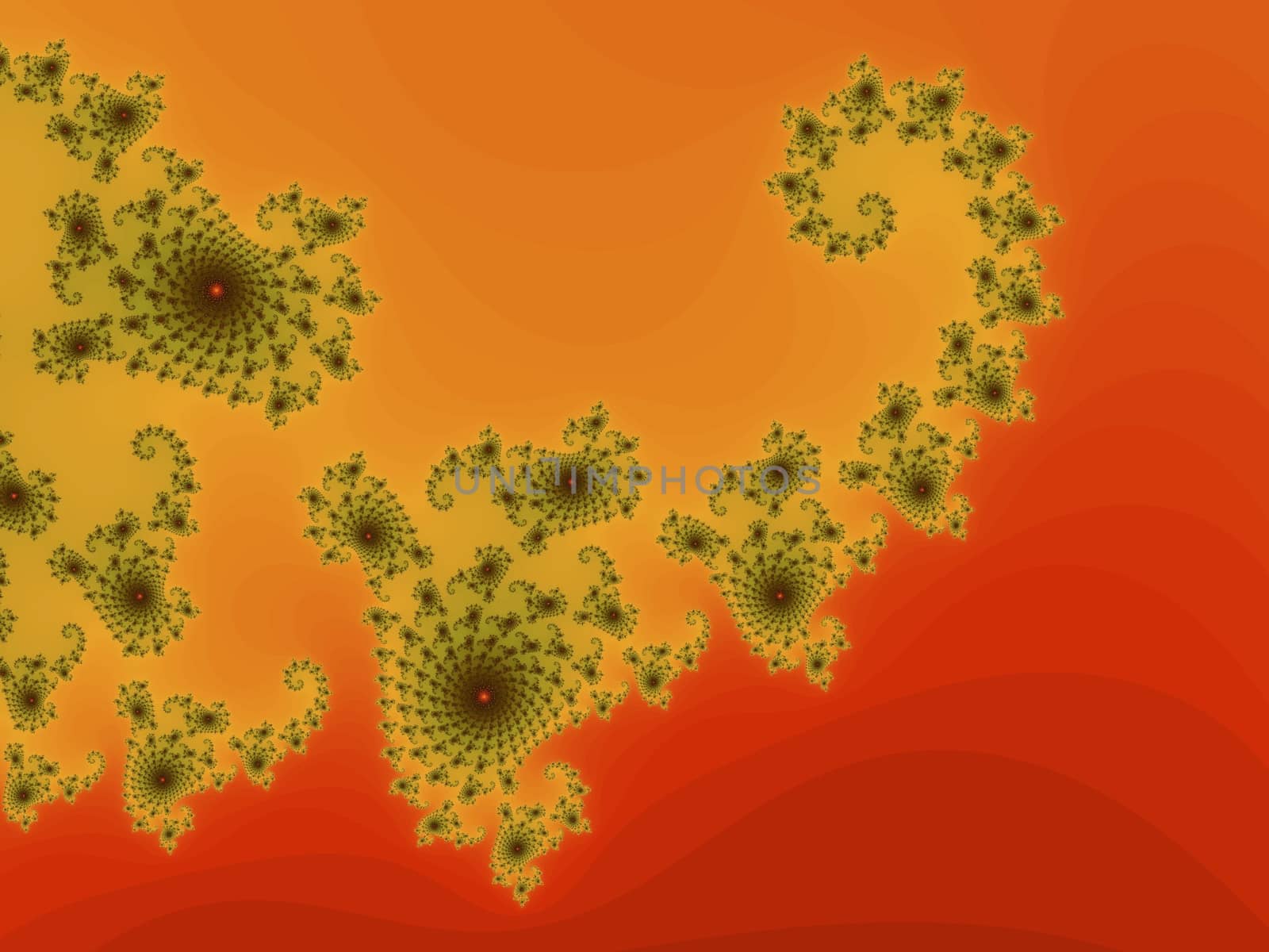 Digital computer graphic - rendering. Patterned fractal spiral for design.