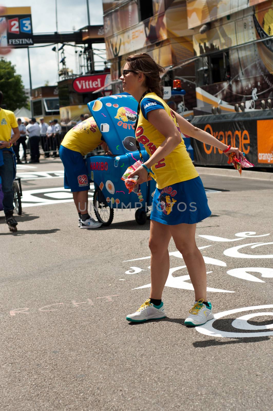 MULHOUSE - FRANCE - 13 th July 2014 - tour de France - haribo advertising by NeydtStock