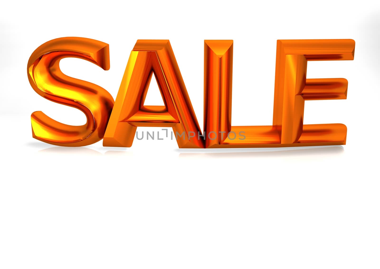 Glossy three-dimensional inscription Sale as a sign.