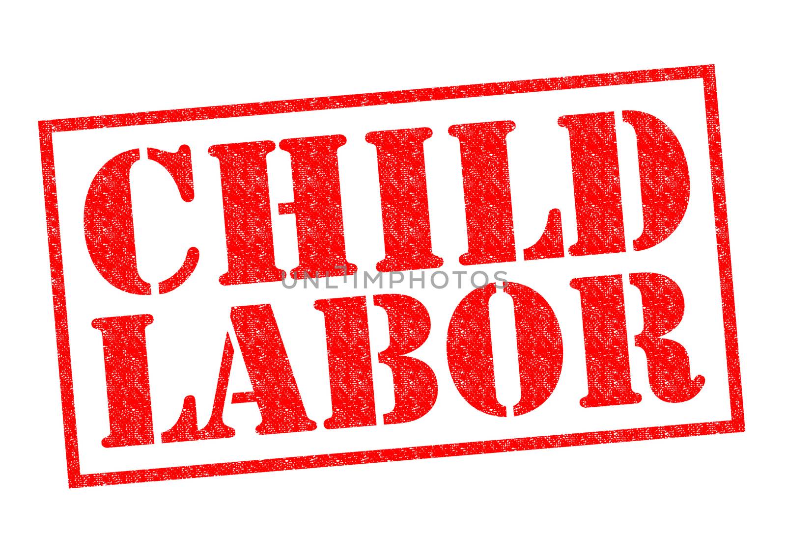 CHILD LABOR red Rubber Stamp over a white background.