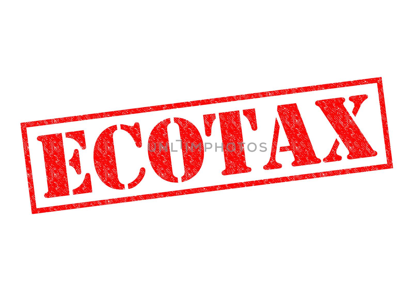 ECOTAX red Rubber Stamp over a white background.