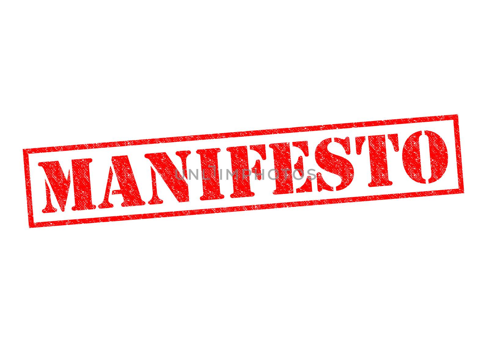 MANIFESTO red Rubber Stamp over a white background.