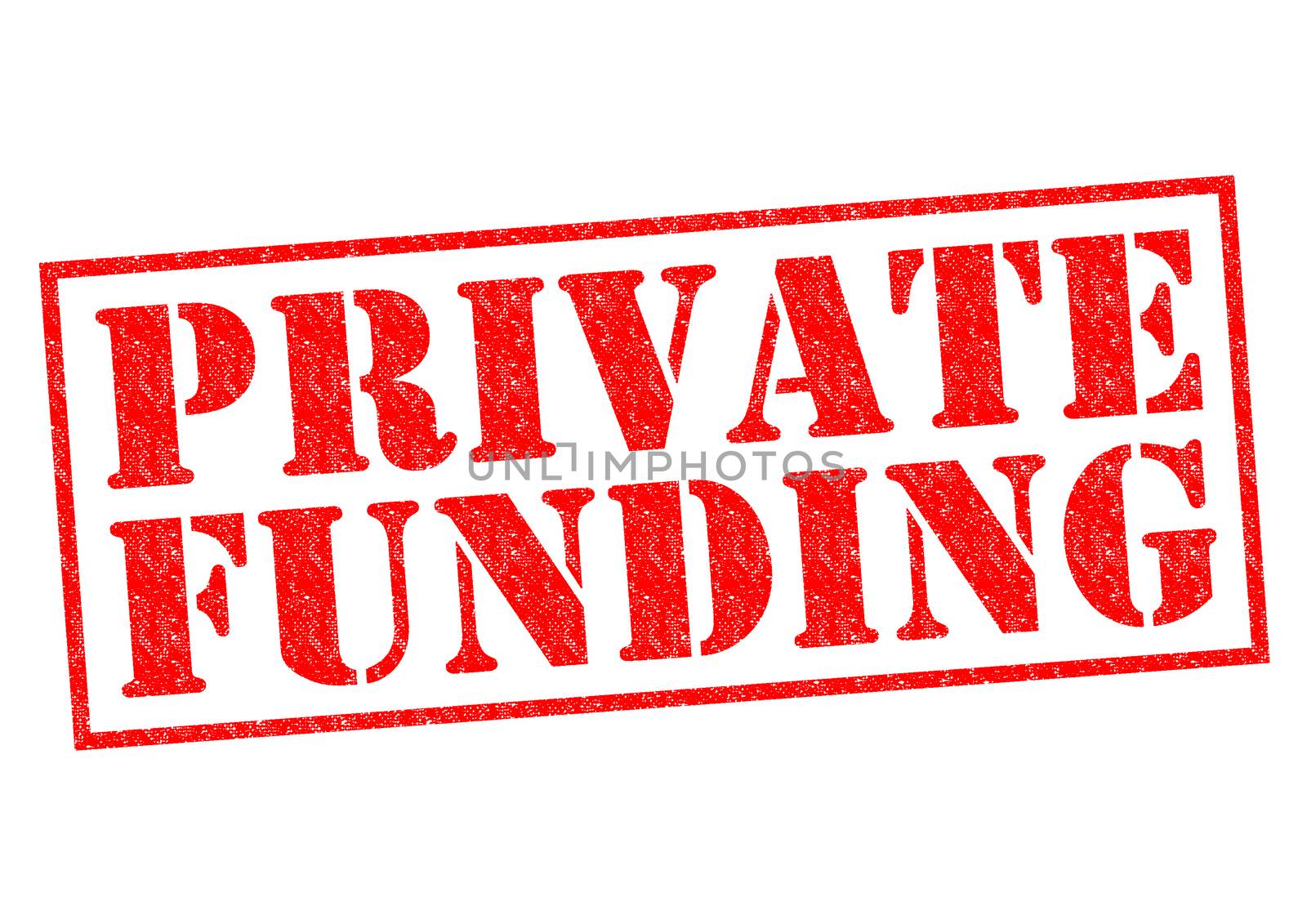 PRIVATE FUNDING red rubber Stamp over a white background.