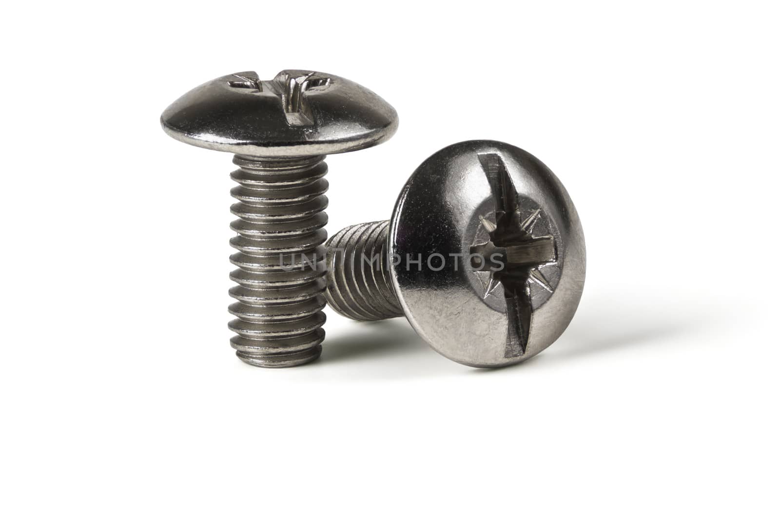 Two of metal bolt isolated on white background