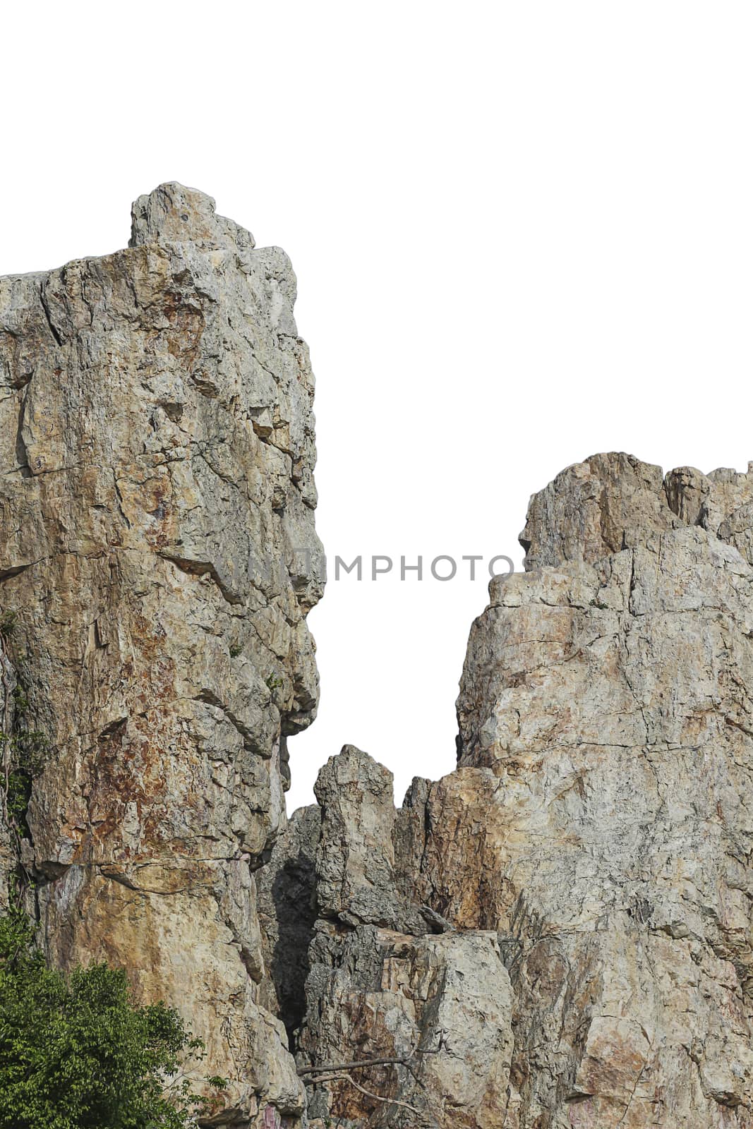 Big stone in nature to isolated with white background