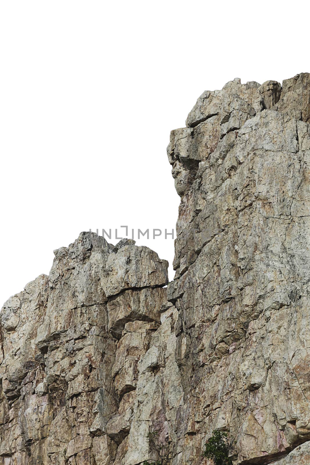 Big stone in nature to isolated with white background