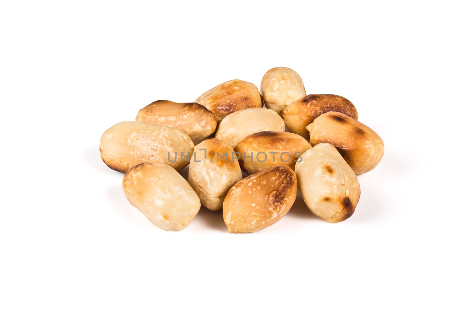 roasted peanuts isolated on white background