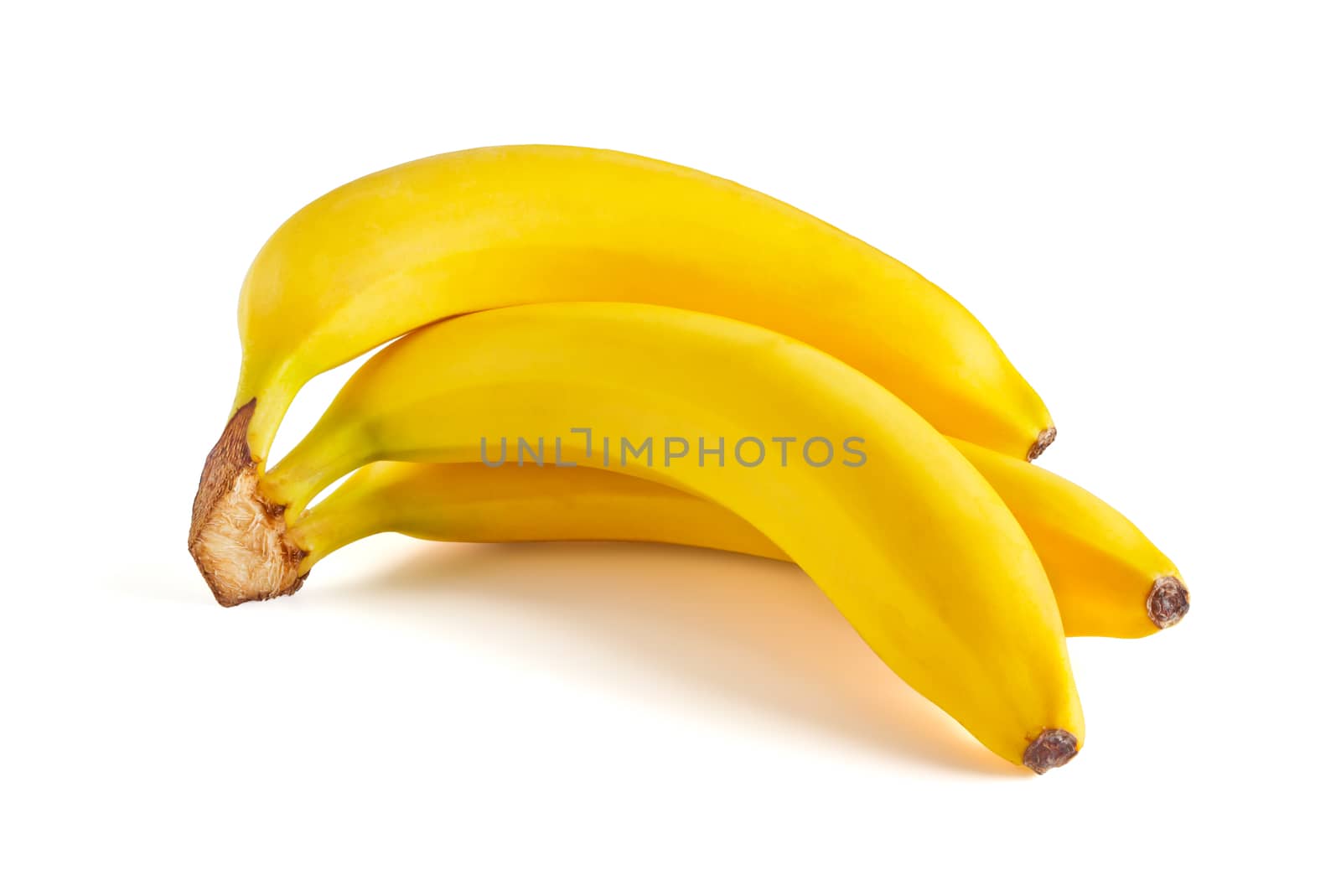 ripe, fragrant and delicious three bananas isolated on white background