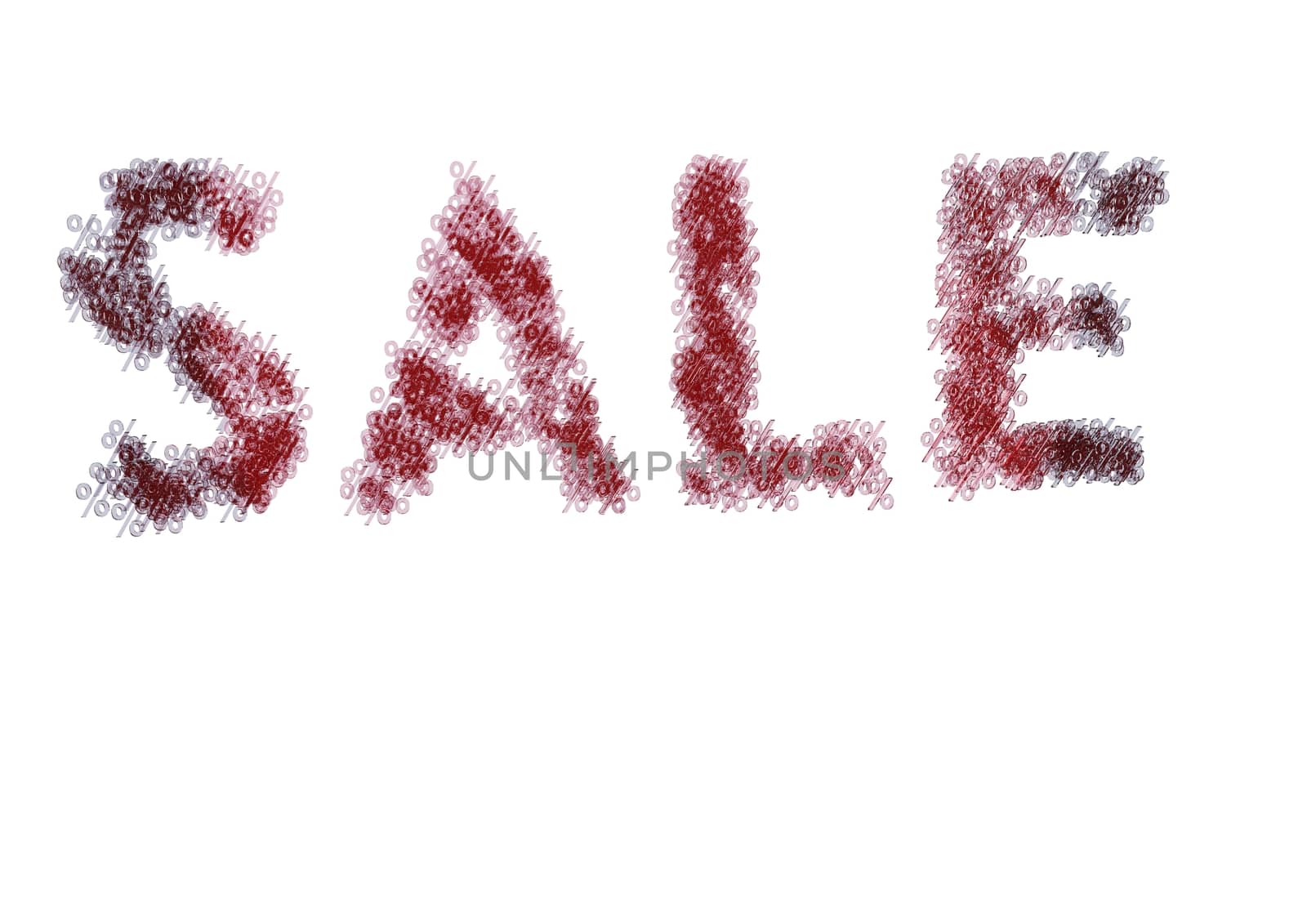 Three-dimensional inscription sale made of red percent