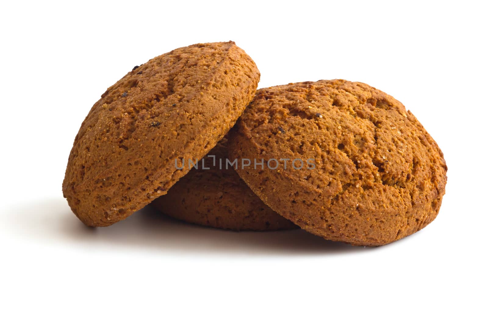 Sweet oatmeal cookies on a white background