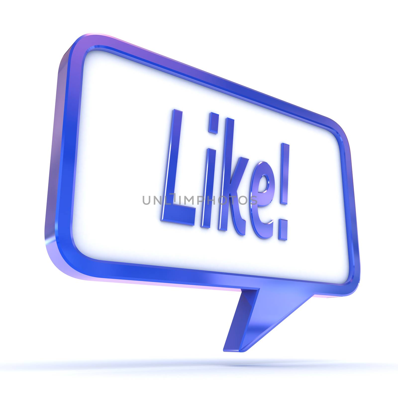 A Colourful 3d Rendered Concept Illustration showing "Like" in a Speech Bubble
