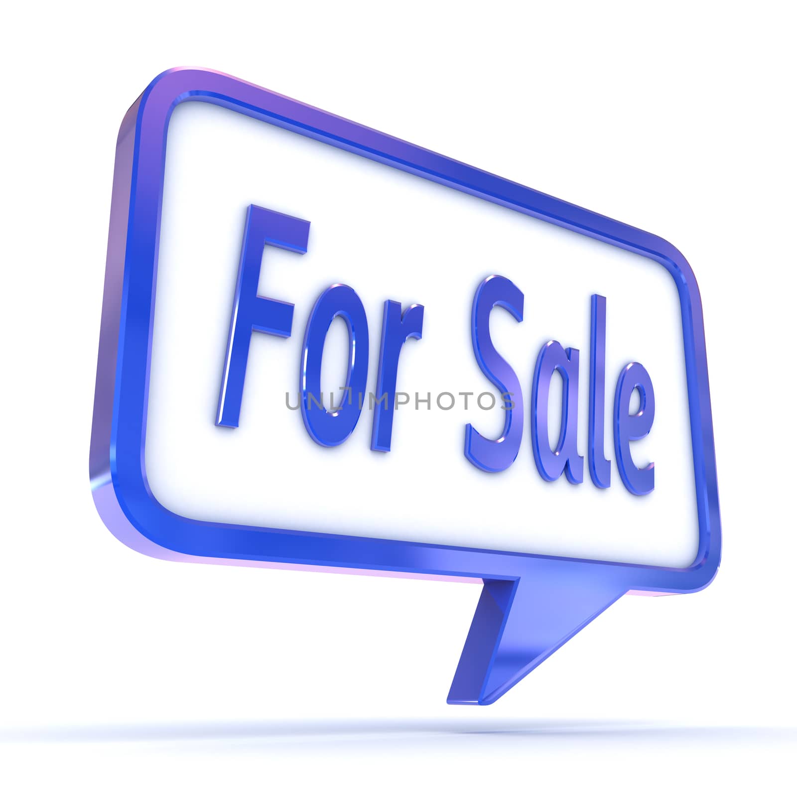 A Colourful 3d Rendered Concept Illustration showing "For Sale" in a Speech Bubble