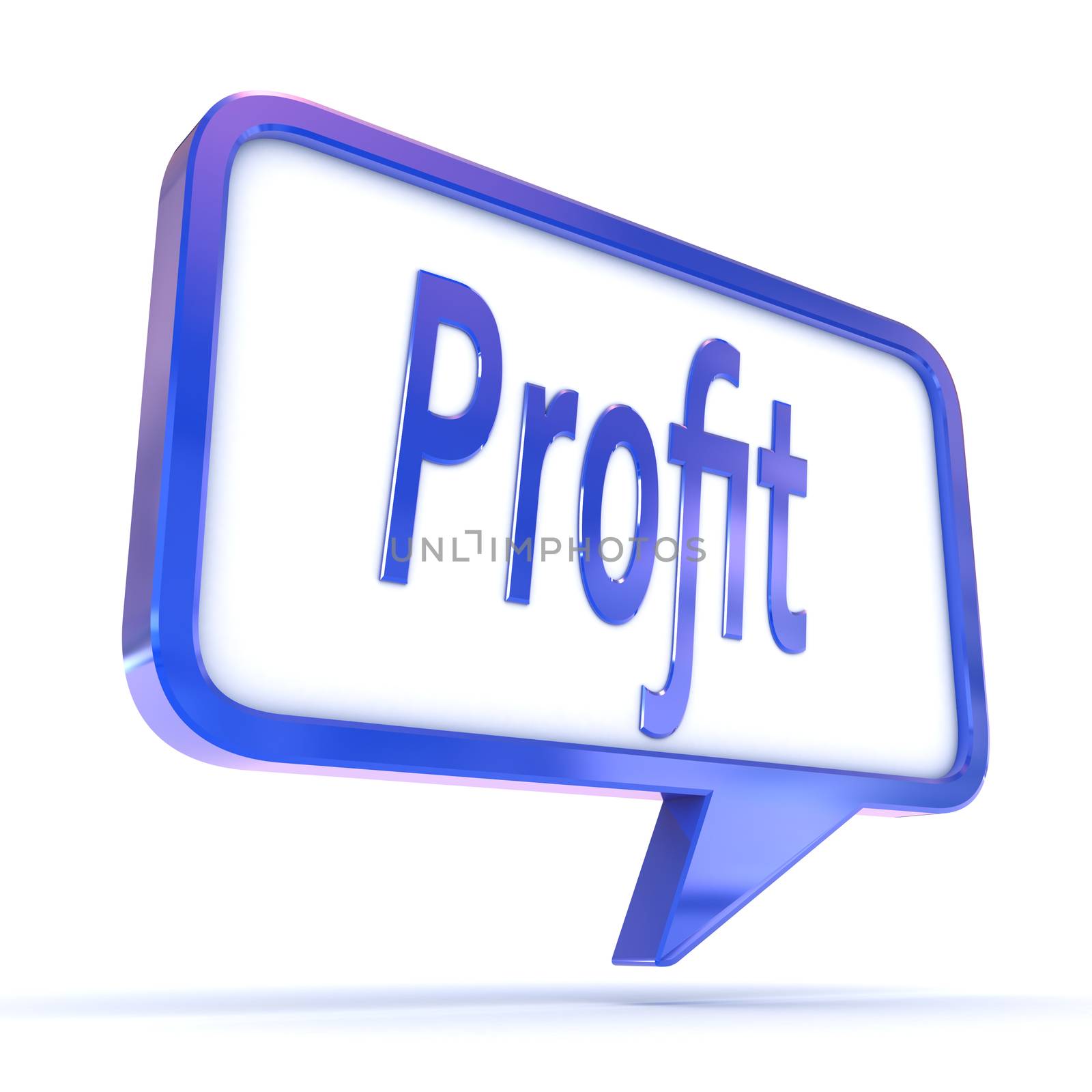 A Colourful 3d Rendered Concept Illustration showing "Profit" in a Speech Bubble