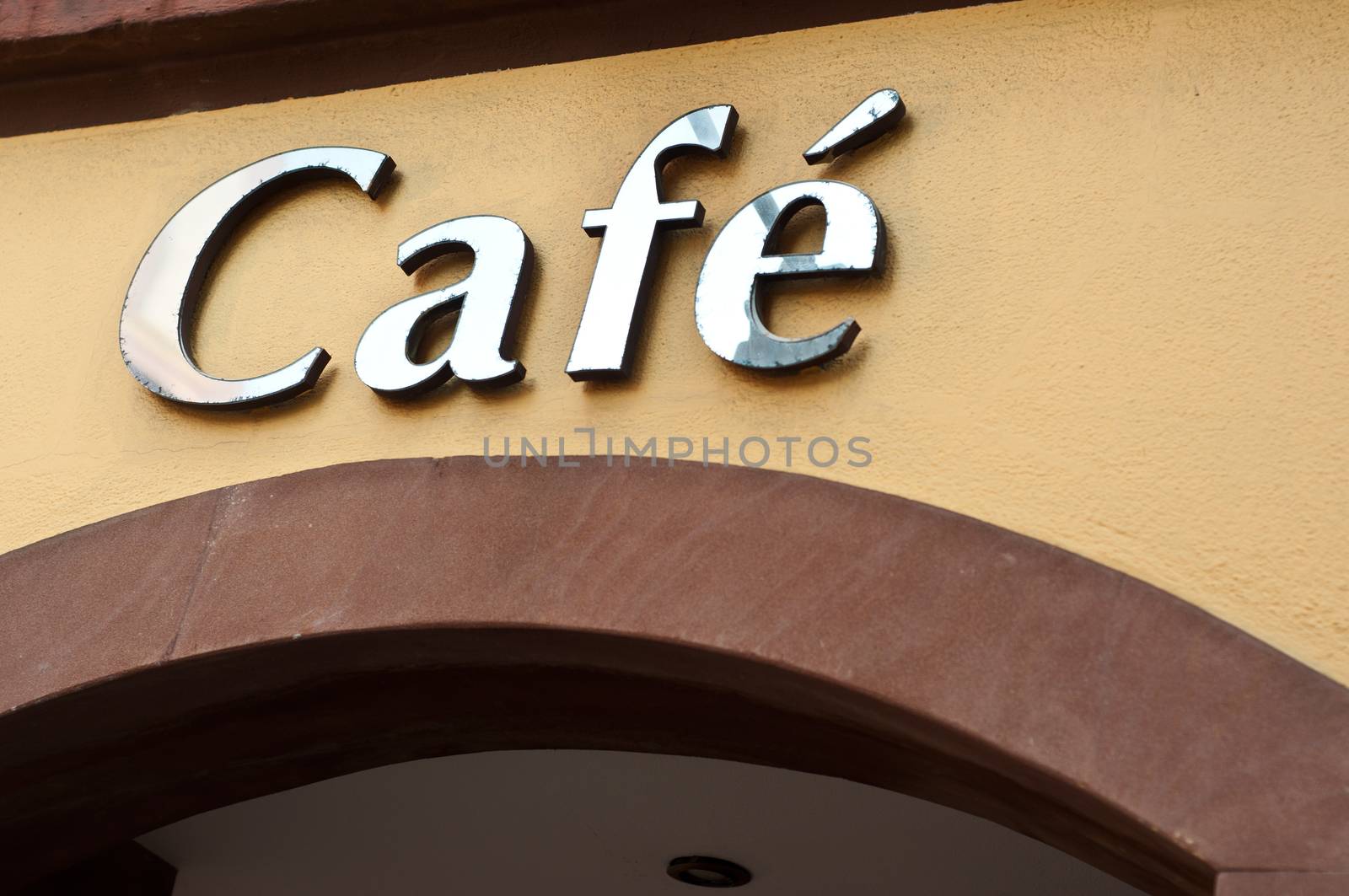 panel of french coffee facade closeup