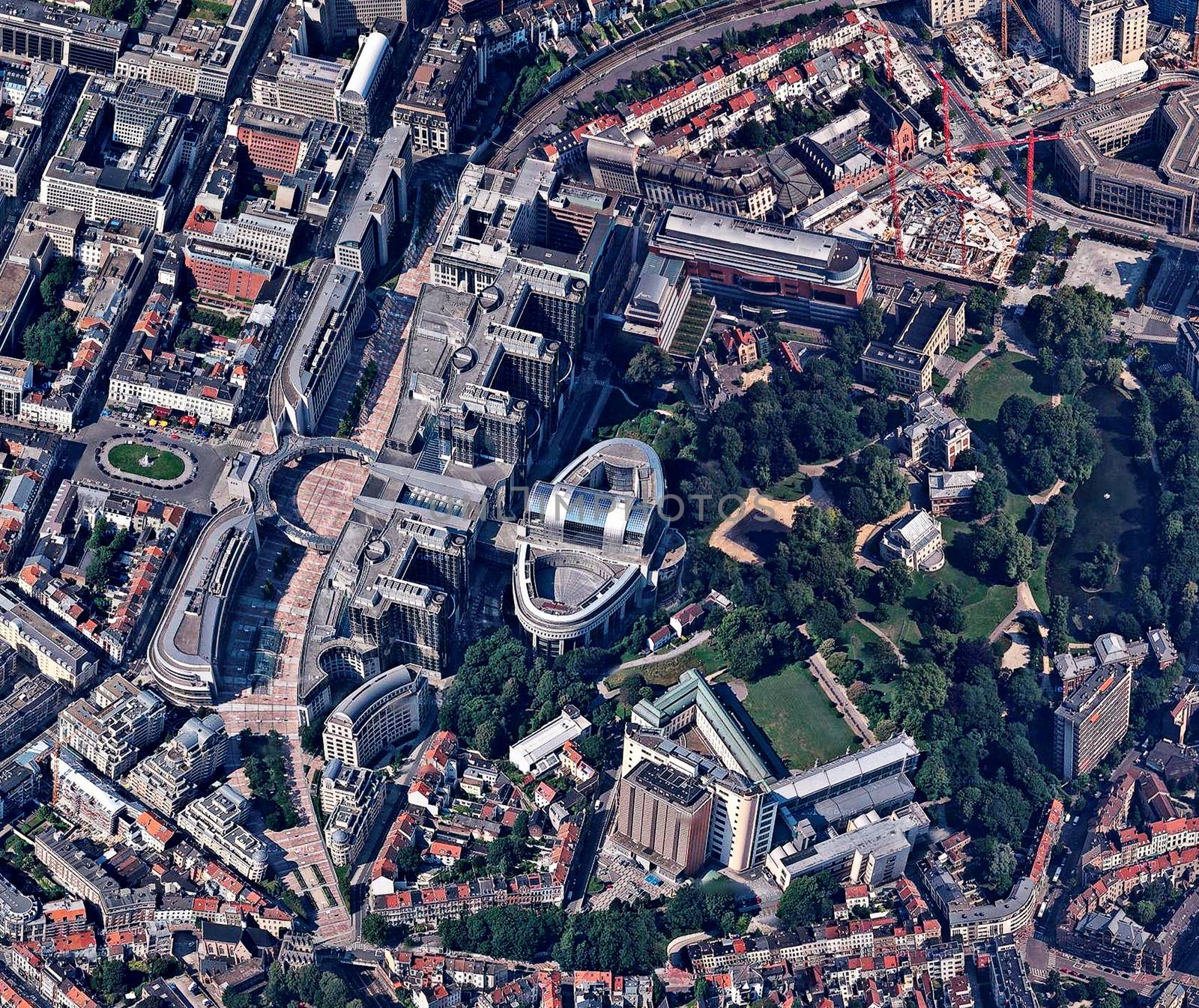 European Parliament Brussels Belgium aerial view