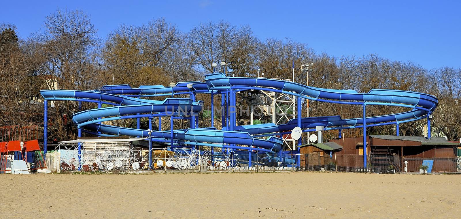 The blue waterslide in Varna is not in operation during the winter