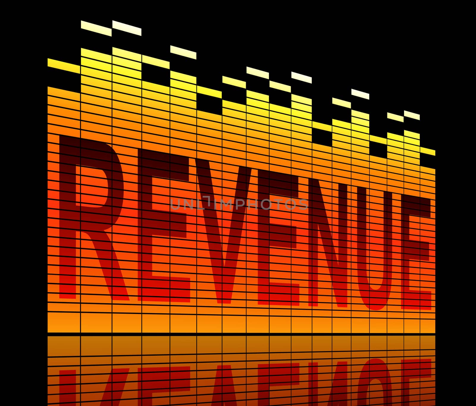 Illustration depicting graphic equalizer levels with a revenue concept.