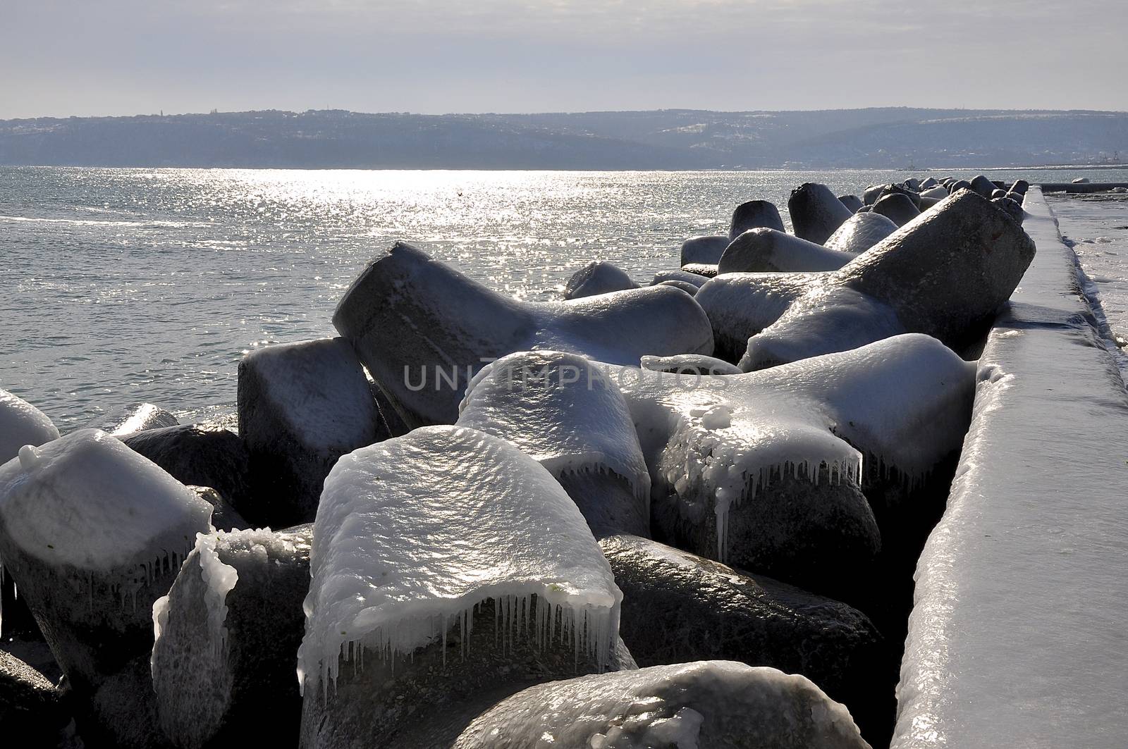 Tetrapods is an effective wavebreaker in the molo in Varna, Bulgaria