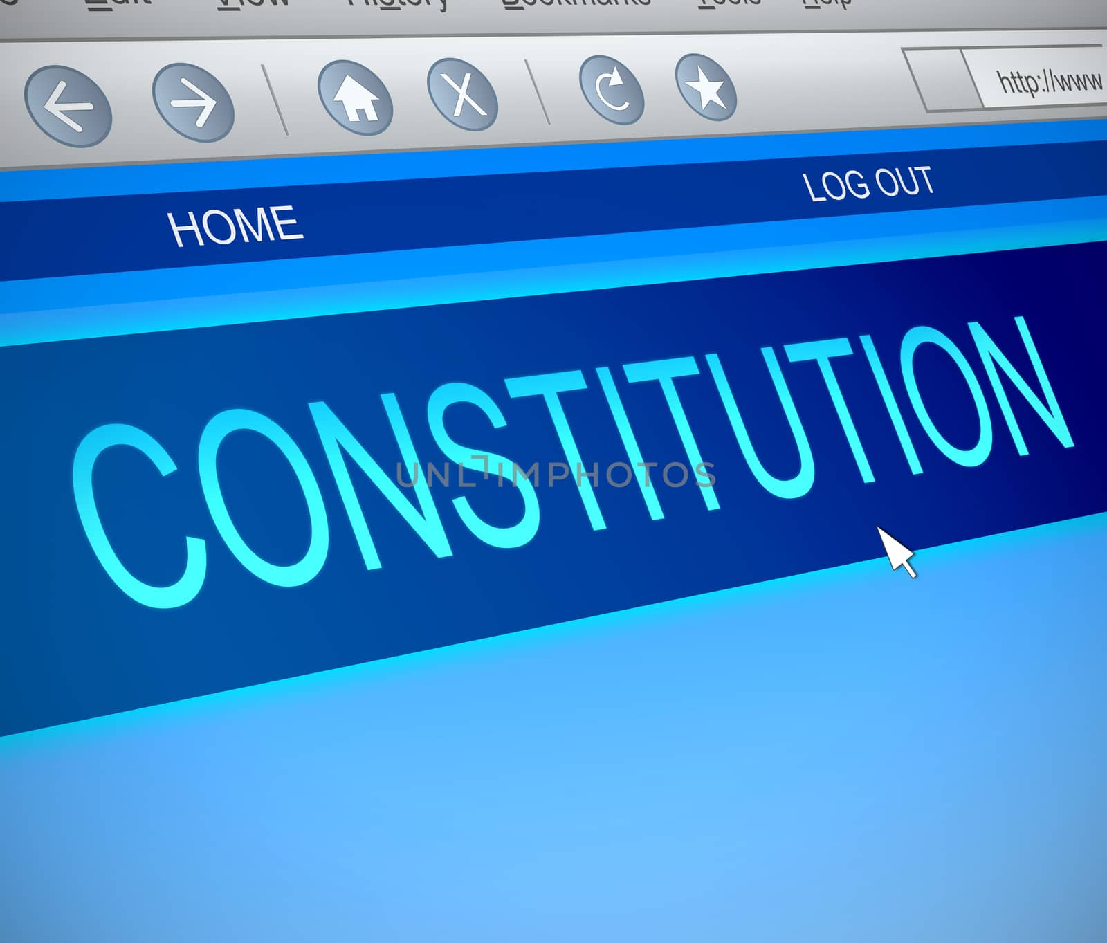 Illustration depicting a computer screen capture with a Constitution concept.
