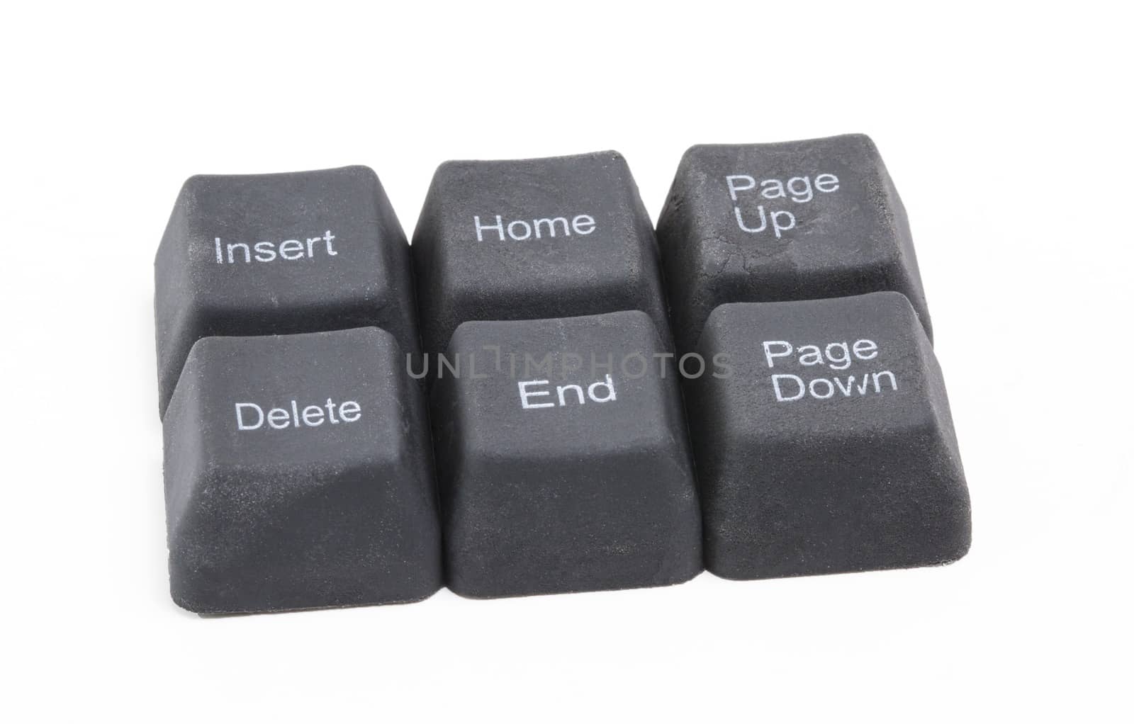 Part of a black keyboard with white background