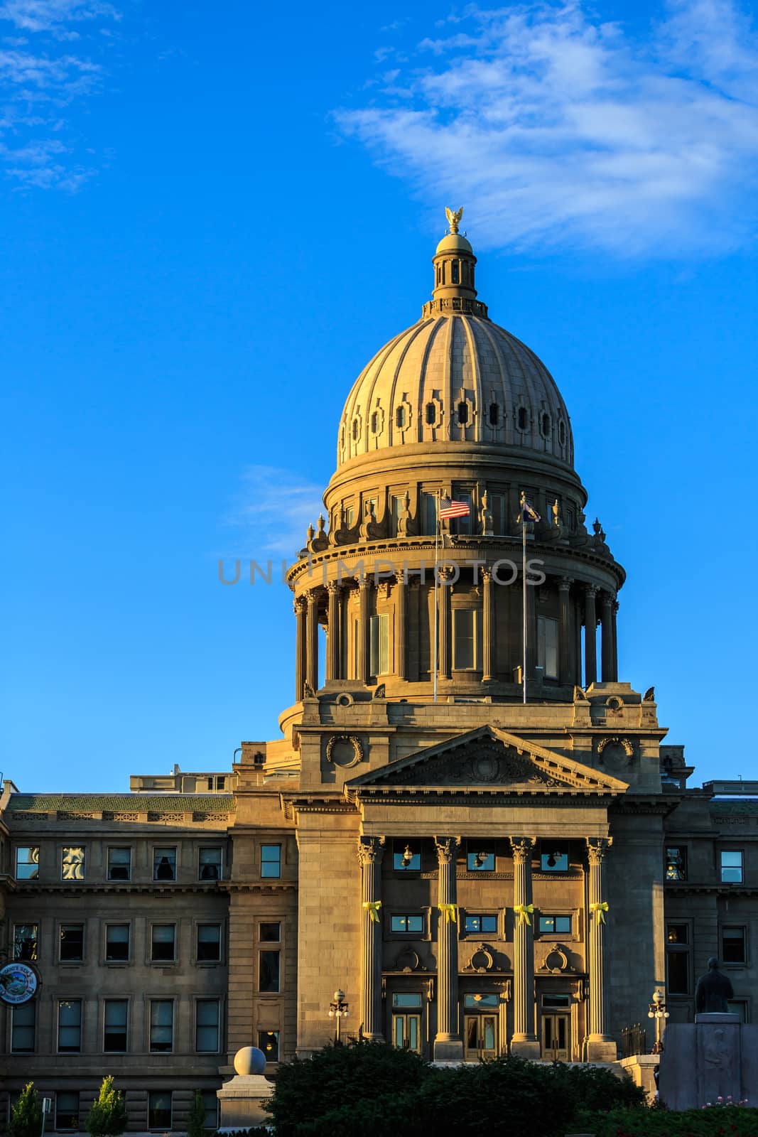 BOISE, IDAHO - JUNE 29: Idaho Capitol Building south facade on June 29, 2012. The Renaissance Revival Capitol reflects Idaho's political, social, and economic history.