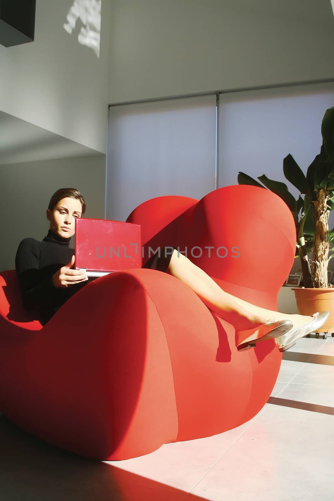 Portrait of an attractive young woman using laptop at home 