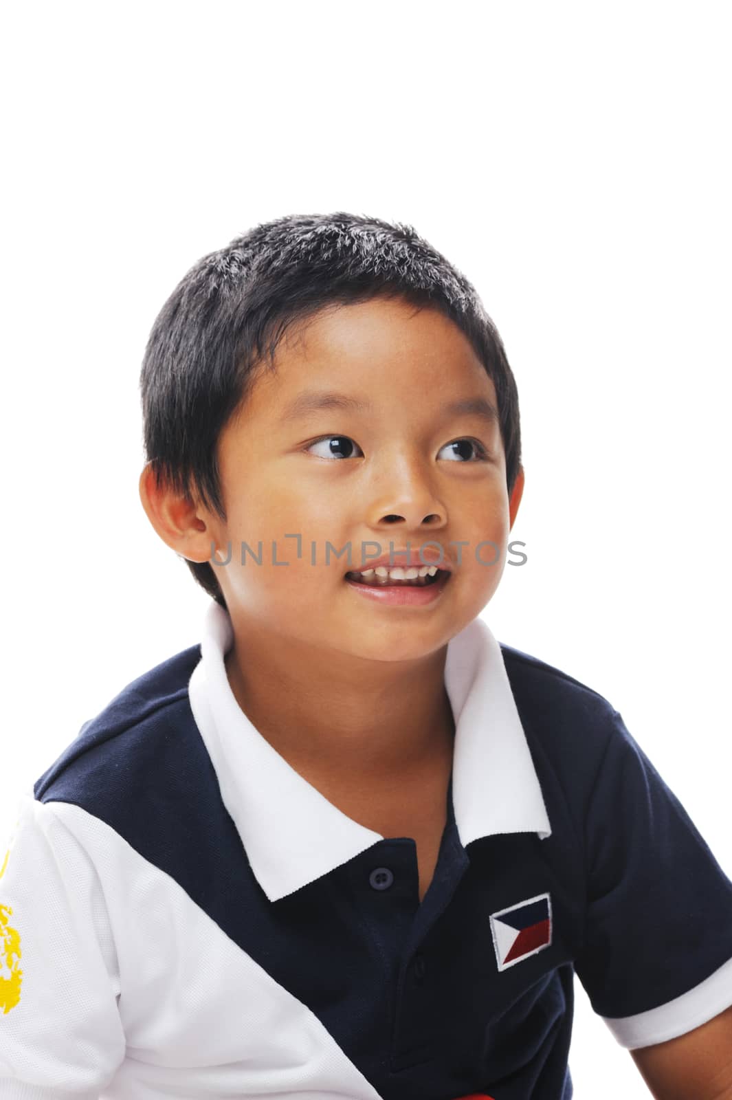 Asian boy wearing philippines flag on shirt