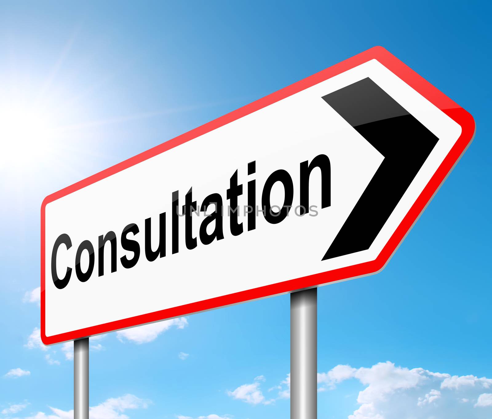 Illustration depicting a sign with a consultation concept.
