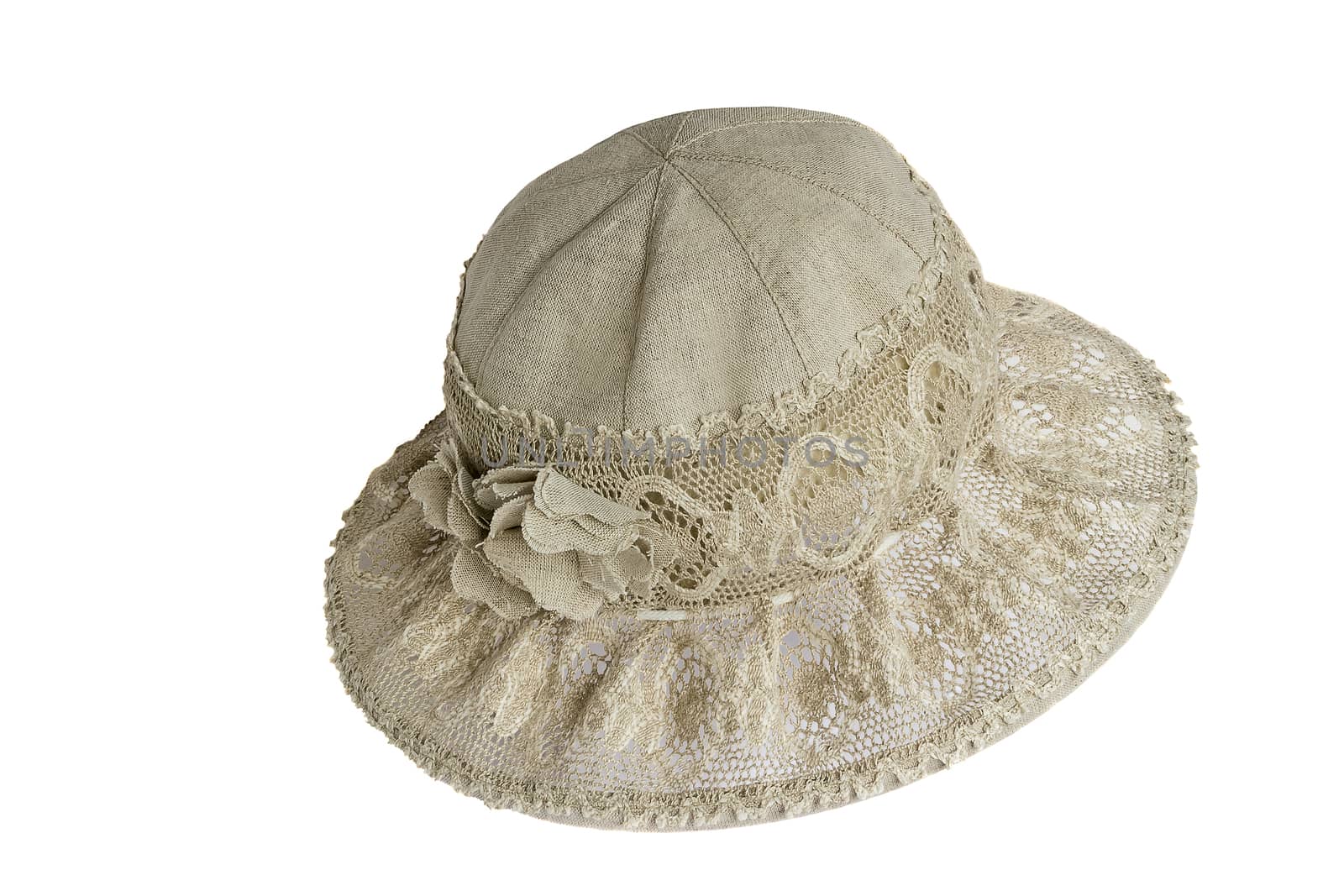 Female summer hat for protection against the sun on a white back by georgina198